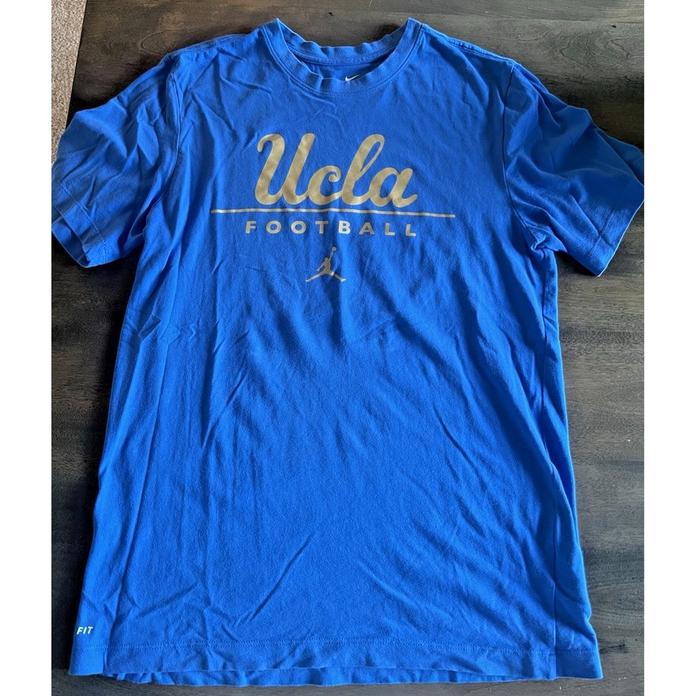Nike Dri-FIT UCLA Football Jordan T-Shirt Blue Gold Men's Medium Athletic Tee